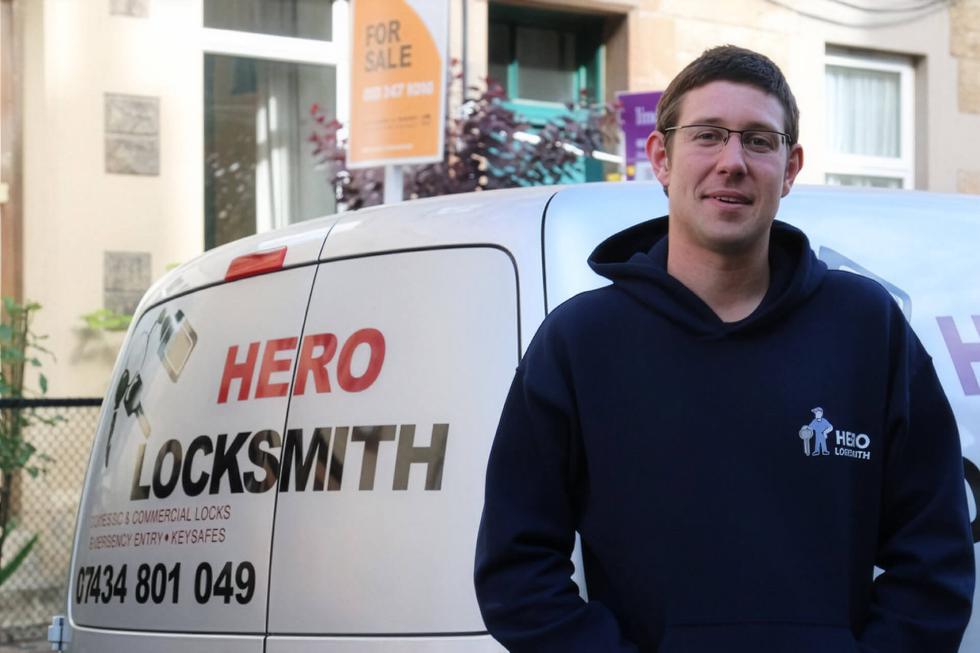 Richard Hamilton beside his Hero Locksmith van in Edinburgh